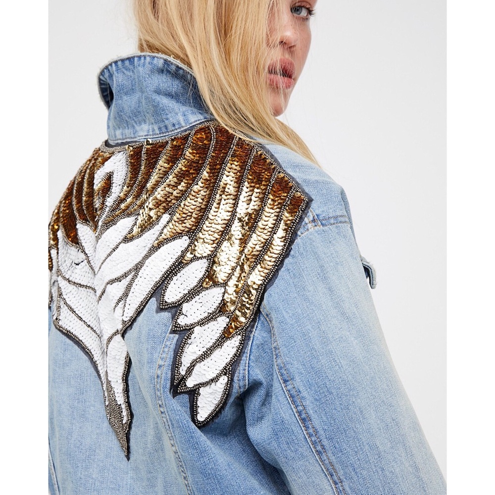 ISO Free people Glam Embellished Denim Jacket